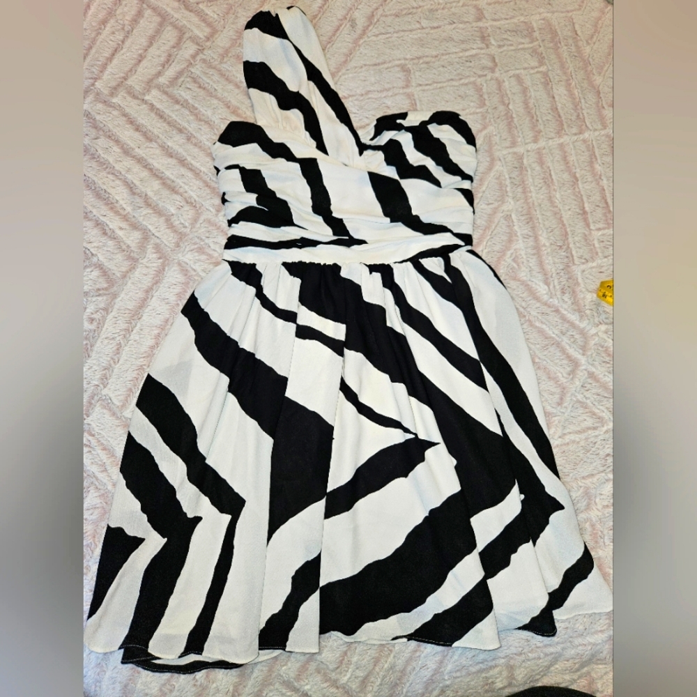 Zebra print one shoulder Express dress